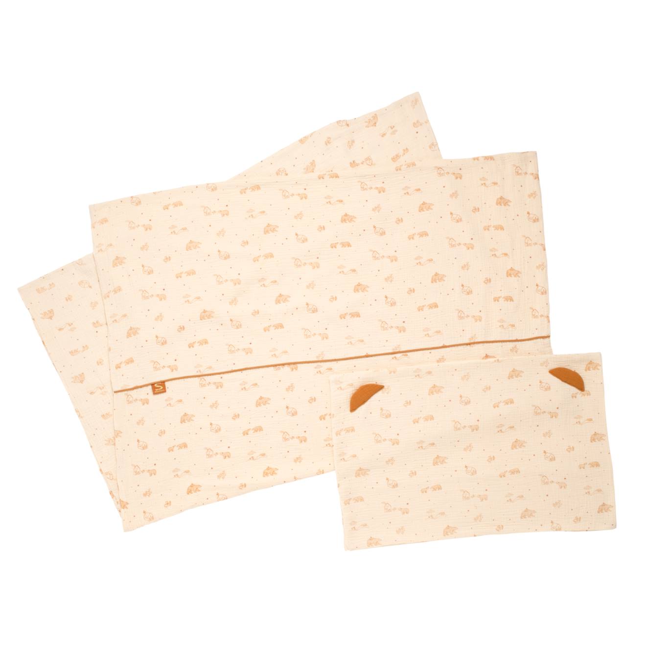 Housse De Couette Et Taie D'oreiller En Coton Beige