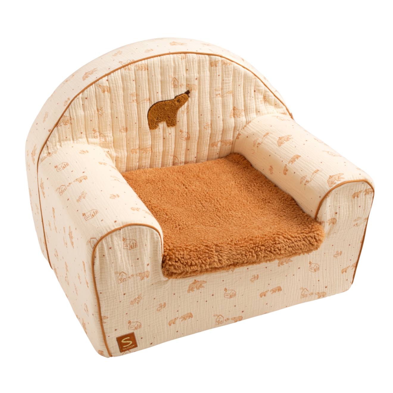 Fauteuil Club Enfant En Gaze De Coton Et Sherpa Beige
