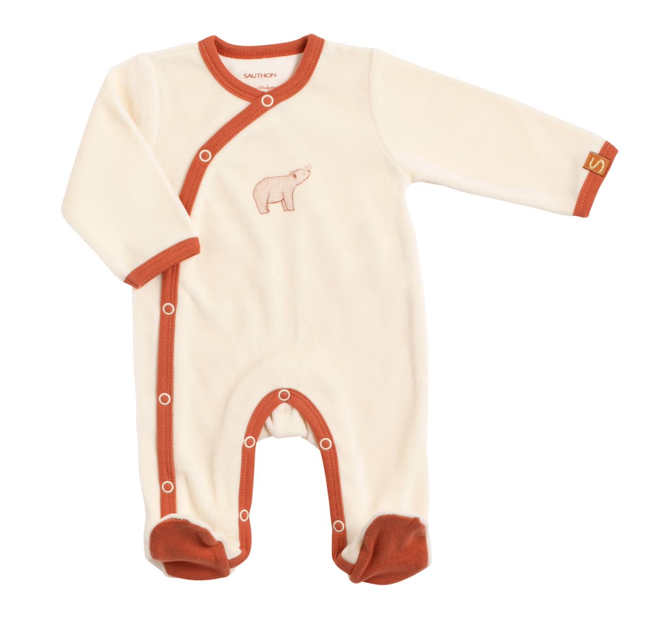 Pyjama Bébé Velours - Orsino Beige/rouge