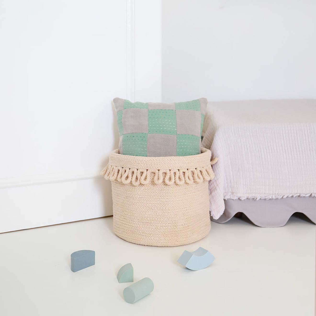 Panier De Rangement En Corde De Coton Avec Finition Pétales Louna Beige Nude