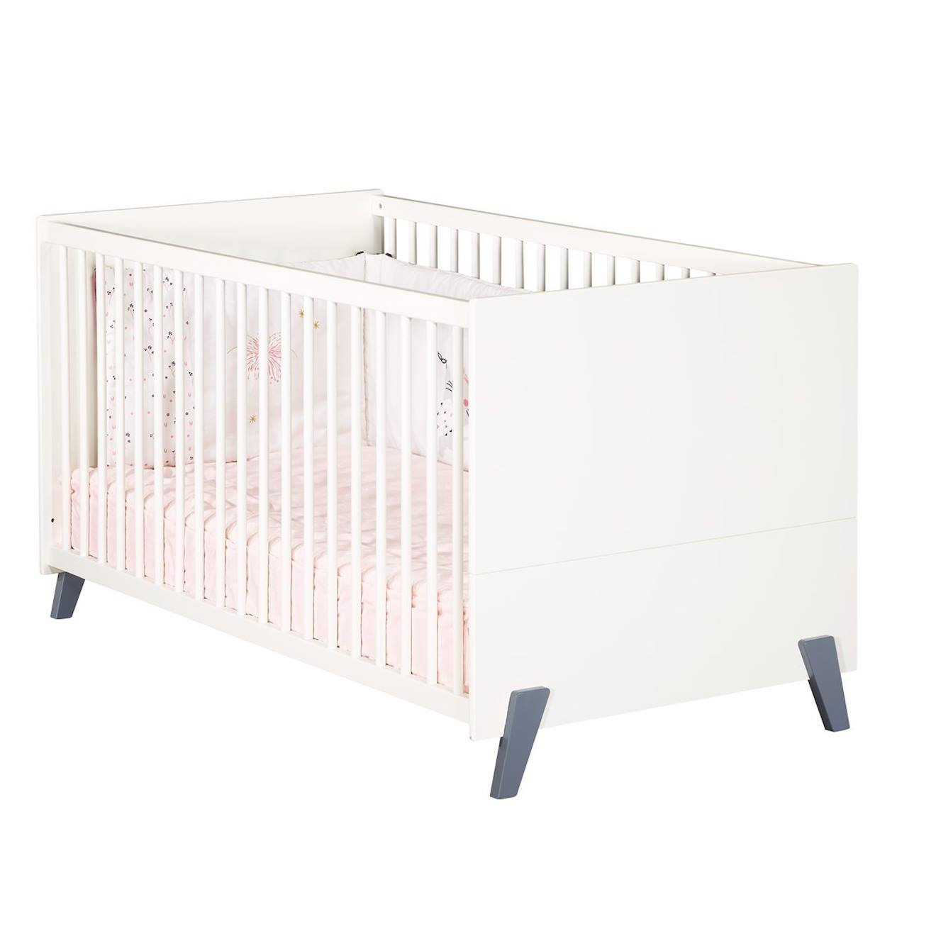 Lit Évolutif - Little Big Bed Sur Pieds En Bois Blanc/gris