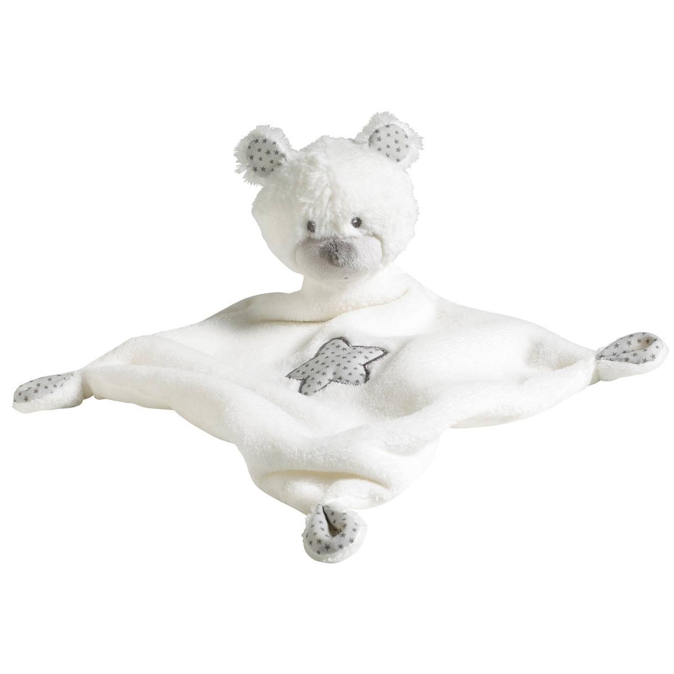 Doudou Mouchoir Ours En Velours - Celeste Blanc