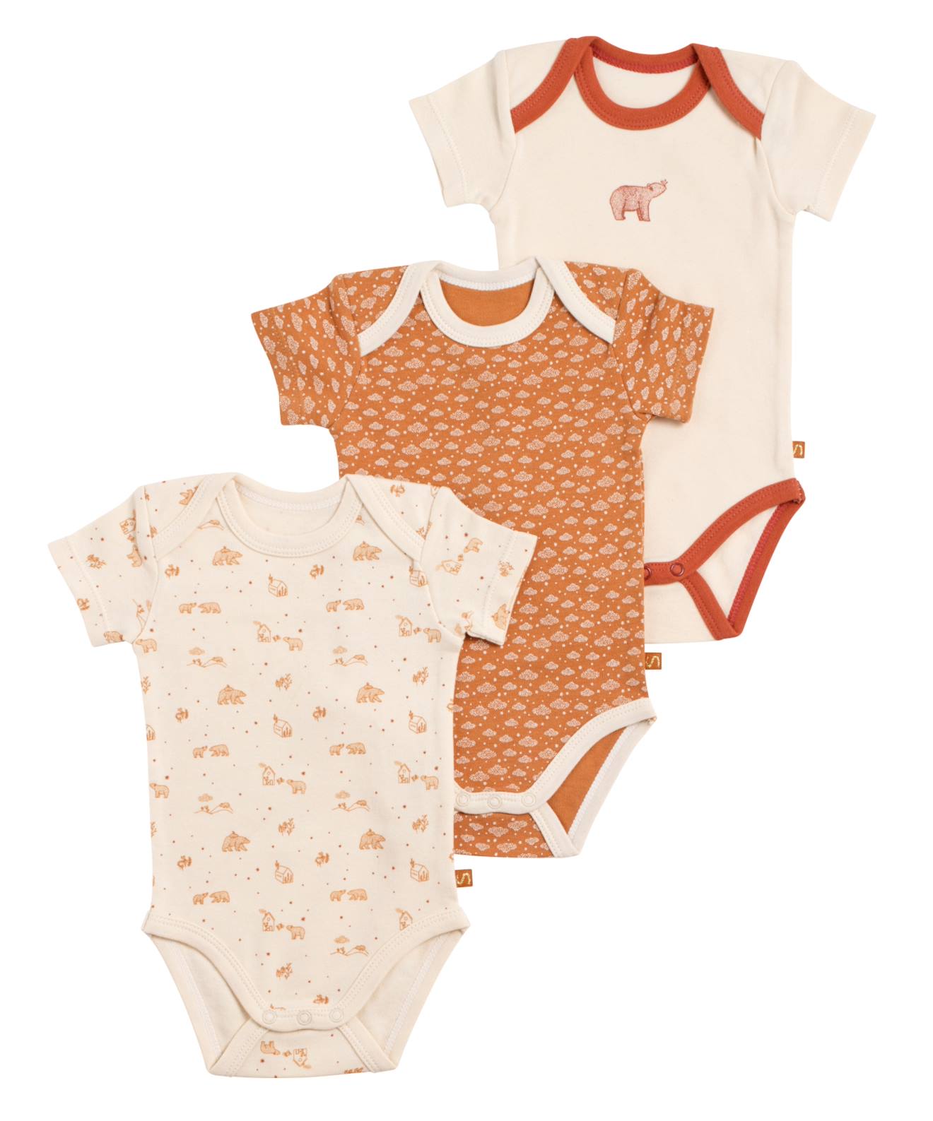 Bodies Bébé Croisés À Manches Courtes Lot De 3 Beige/marron