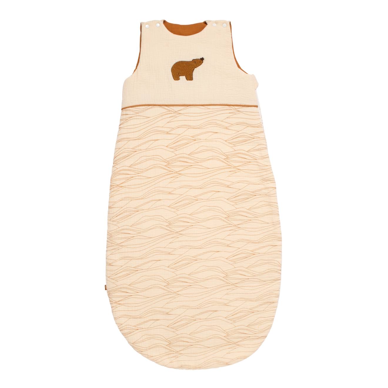 Gigoteuse Bébé Hiver Patch Ours En Double Gaze De Coton Beige