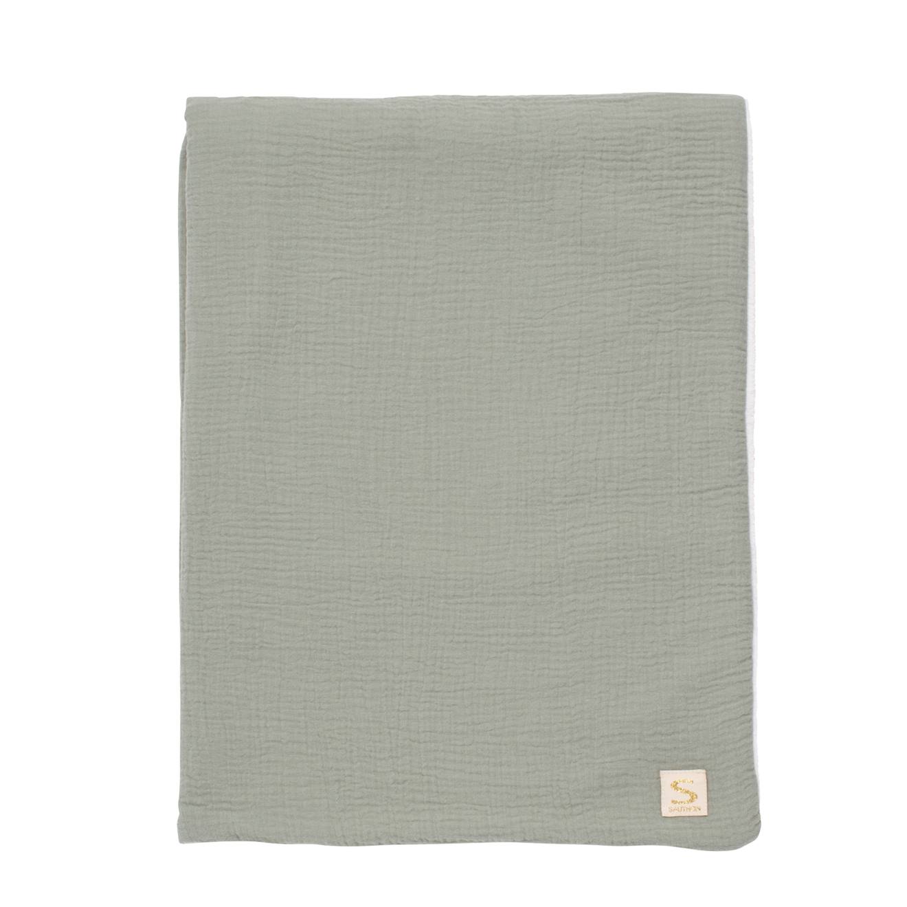 Couverture Bébé En Gaze De Coton Et Polaire - Uni Terracotta Vert