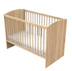 Chambre et rangement-Chambre-Lit bébé avec têtes de lit arrondies en bois décor chêne doré - azur