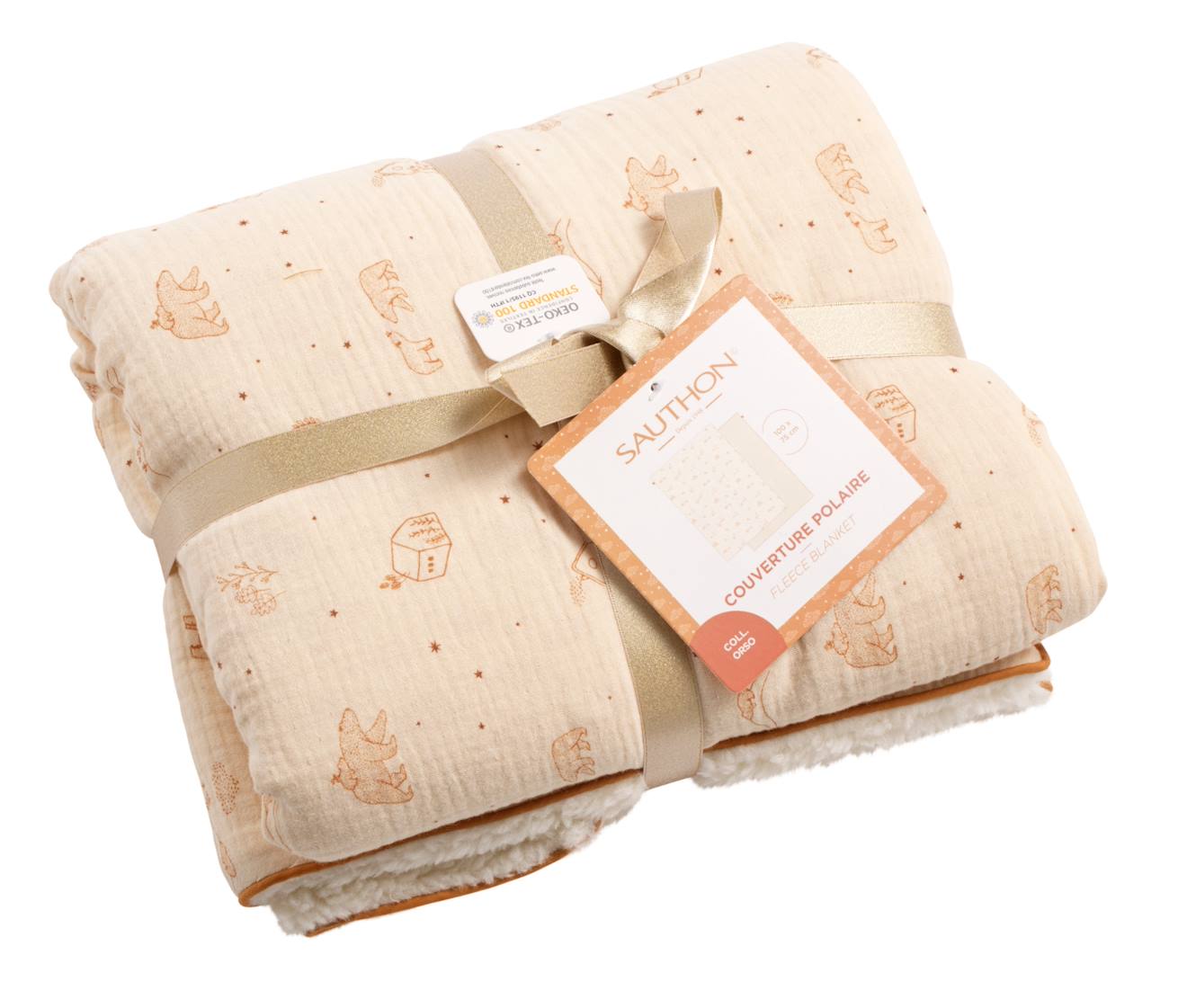 Couverture Bébé En Sherpa - Orsino Beige (Sauthon) - Image 1