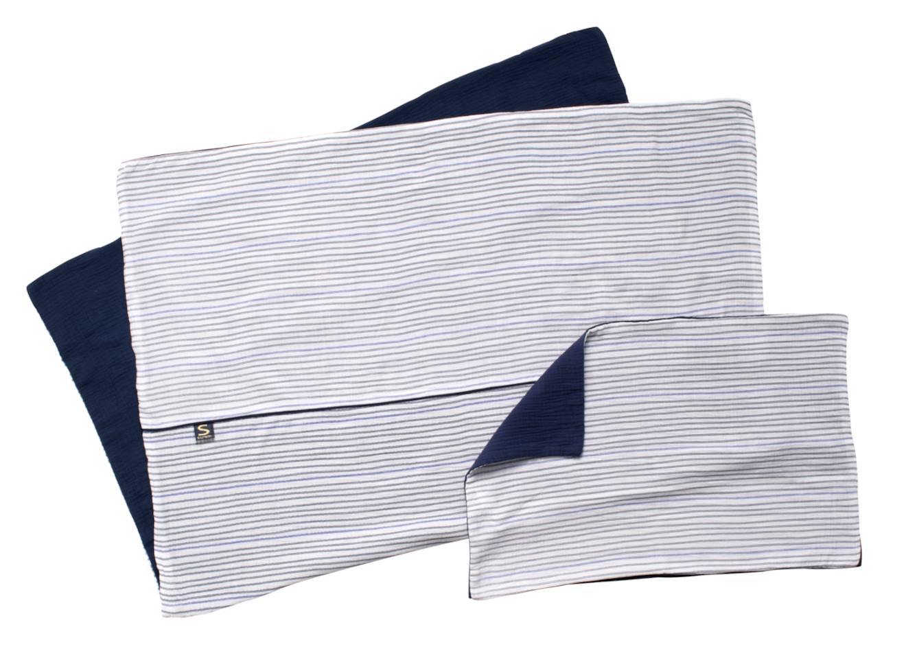 Housse De Couette Et Taie D'oreiller Marinière Blanc