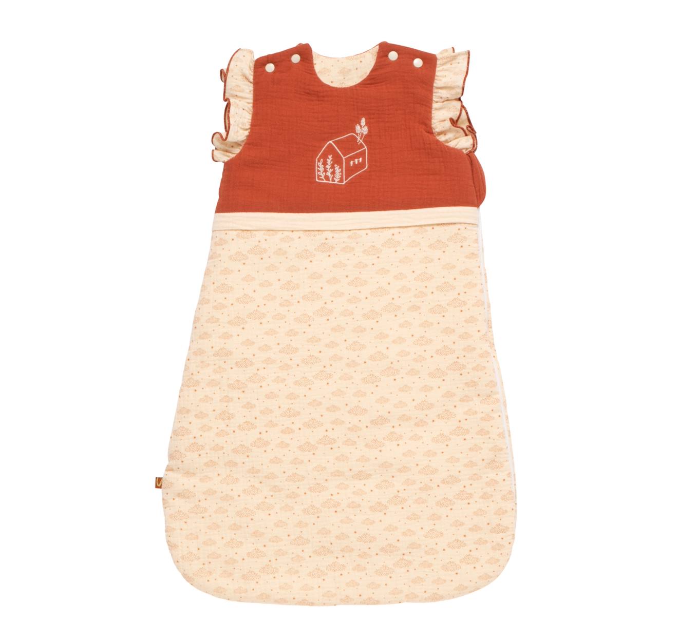 Gigoteuse Bébé Hiver À Volants En Double Gaze De Coton Beige