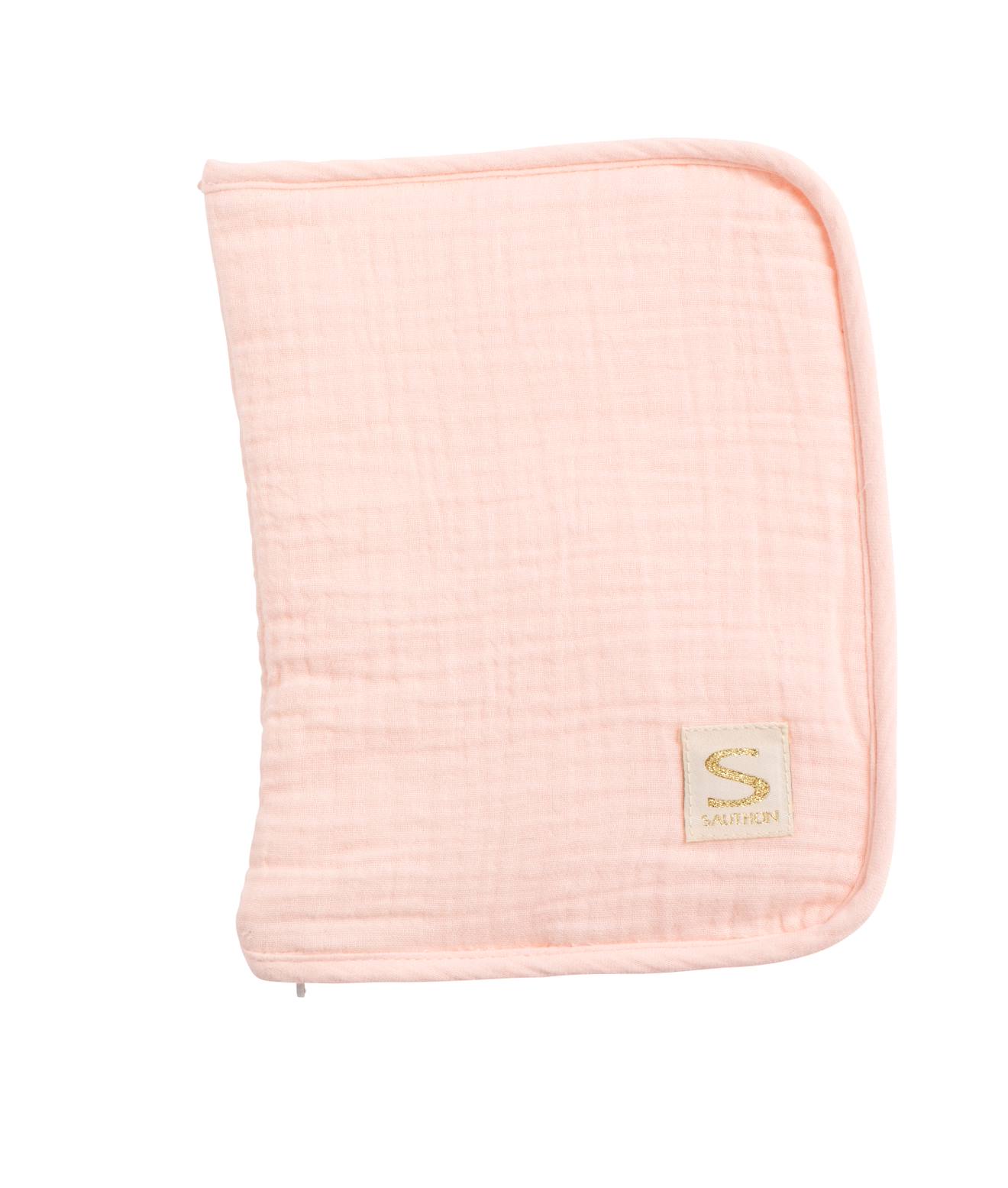 Protège Carnet De Santé En Double Gaze De Coton Rose