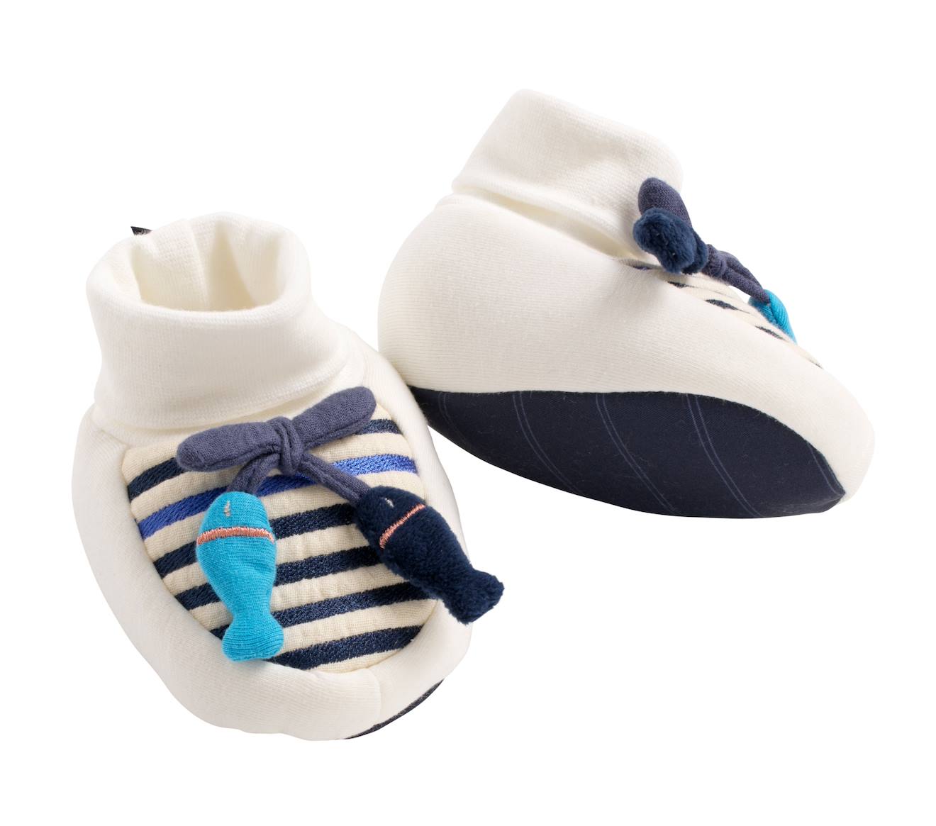 Chaussons Marinière Poissons Blanc/bleu