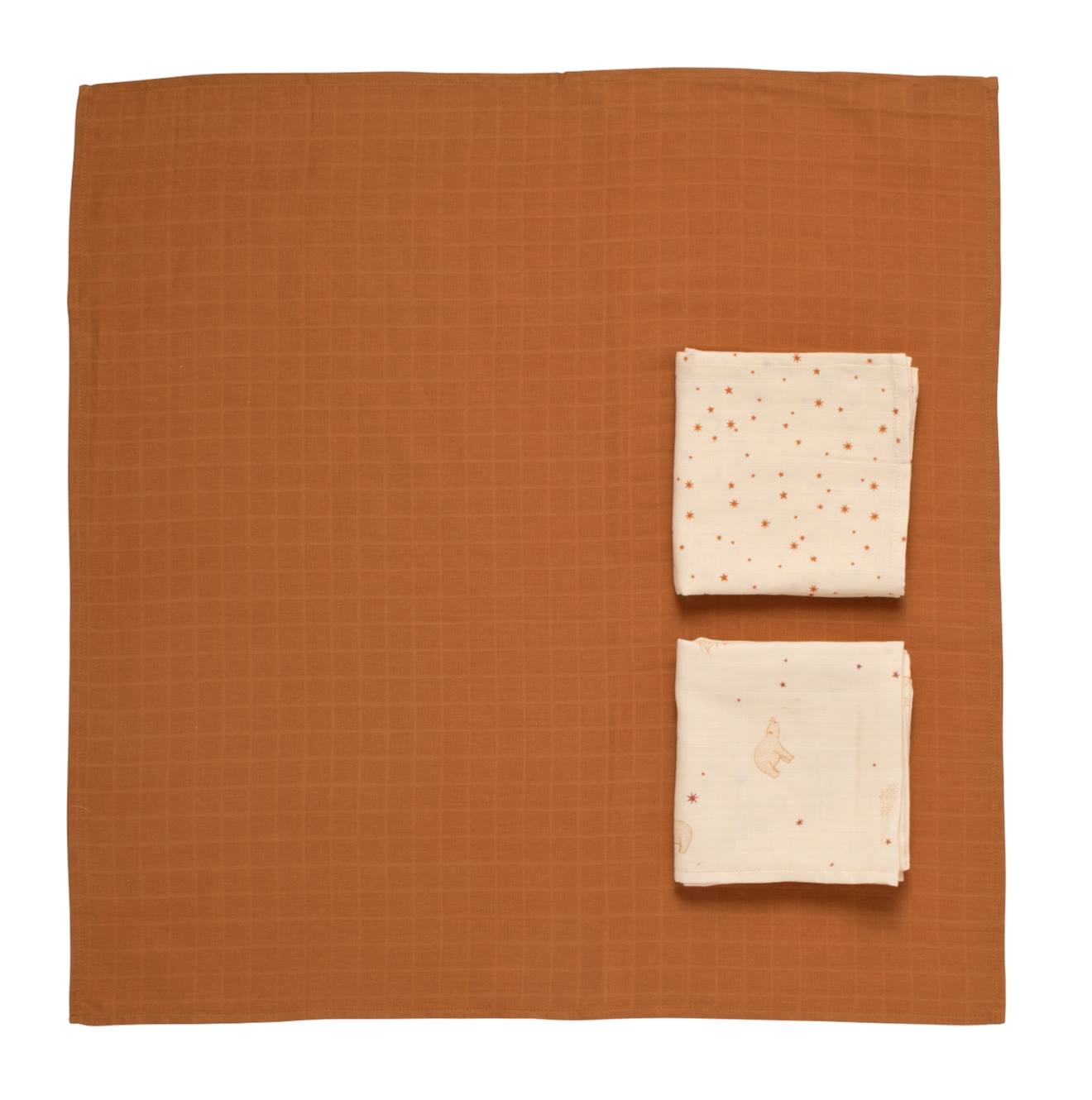 Langes En Coton Bio Boite De 3 Marron/beige