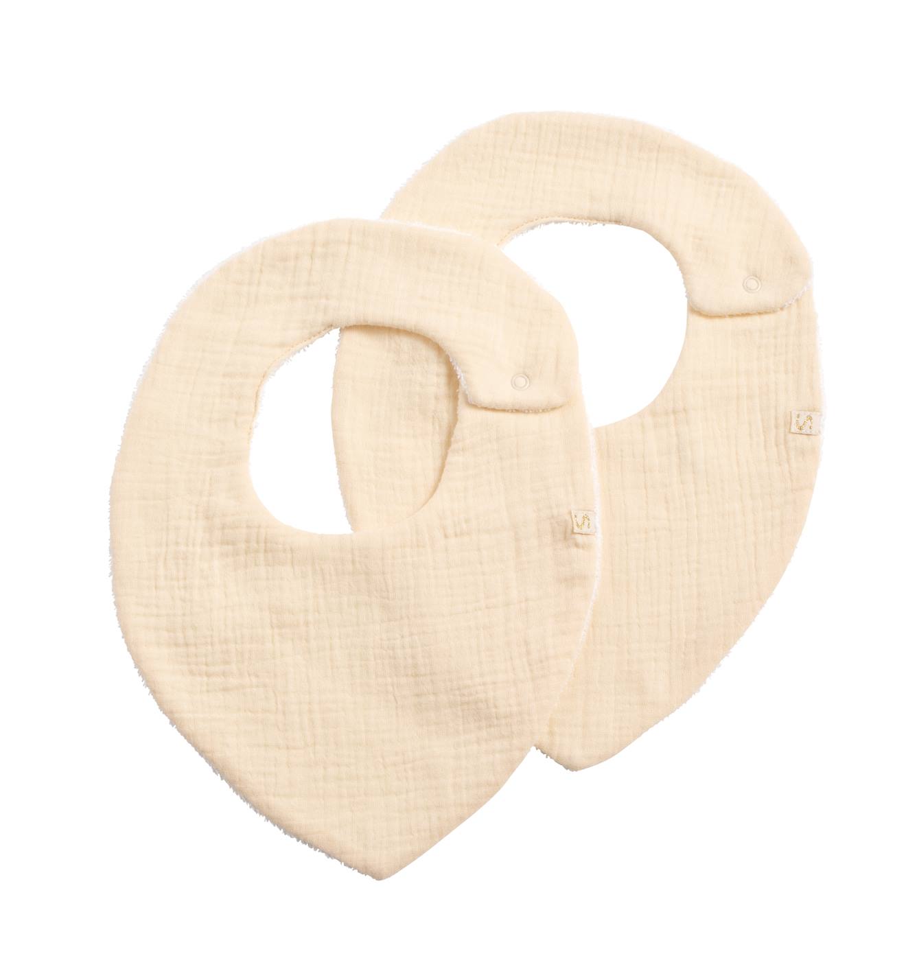 Lot De 2 Bavoirs En Gaze De Coton - Uni Petale Beige