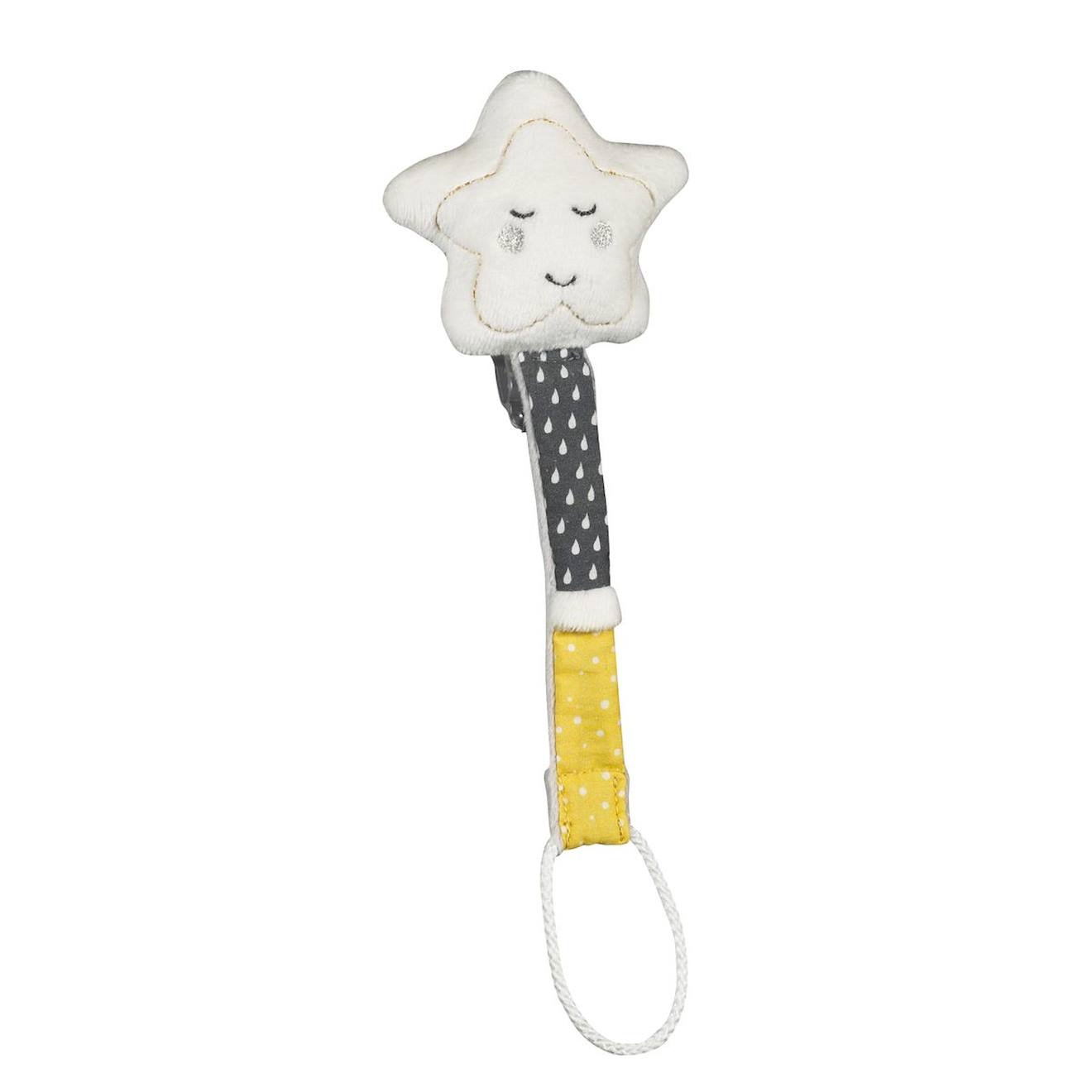Attache-tétine En Velours Étoile - Babyfan Blanc