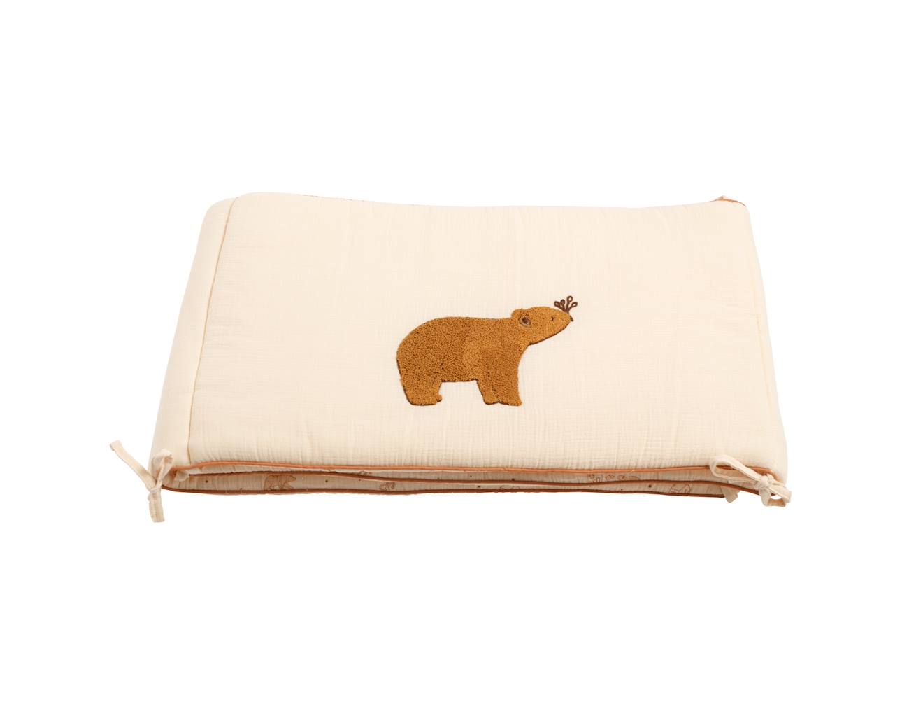 Tour De Lit Ours En Double Gaze De Coton Beige