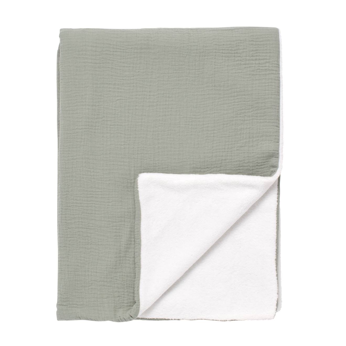 Couverture Bébé En Gaze De Coton Et Polaire Vert (Sauthon) - Image 1