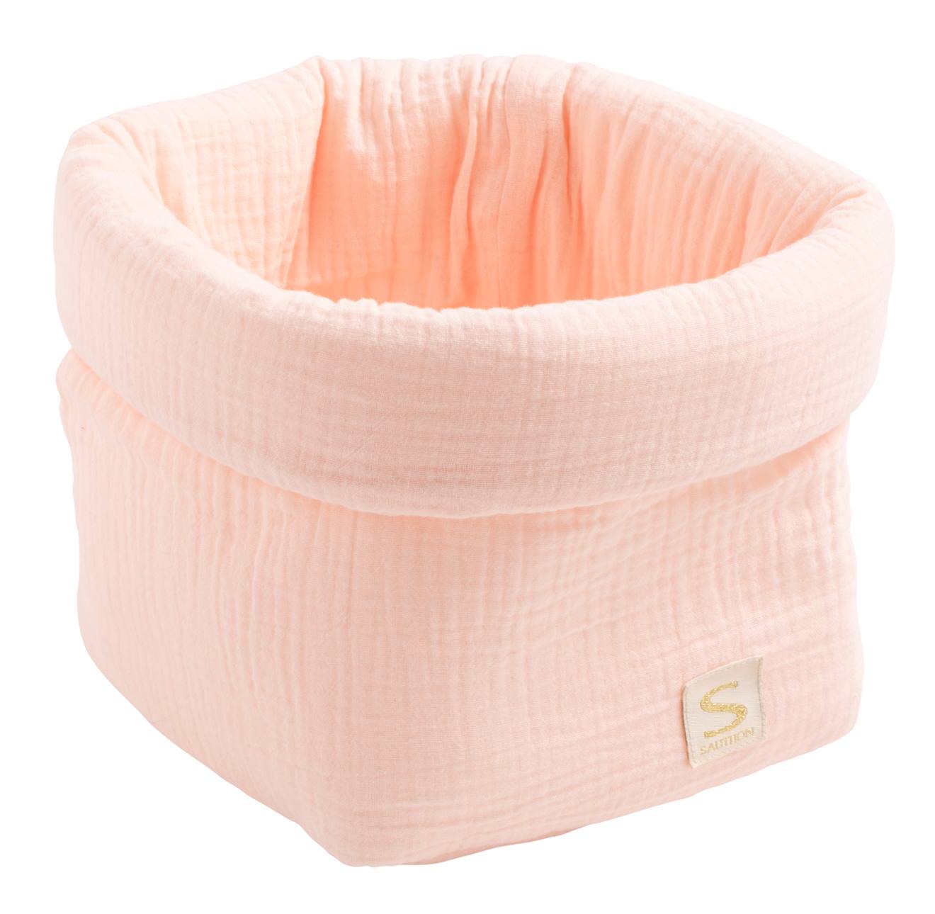 Panière De Rangement En Double Gaze De Coton Rose