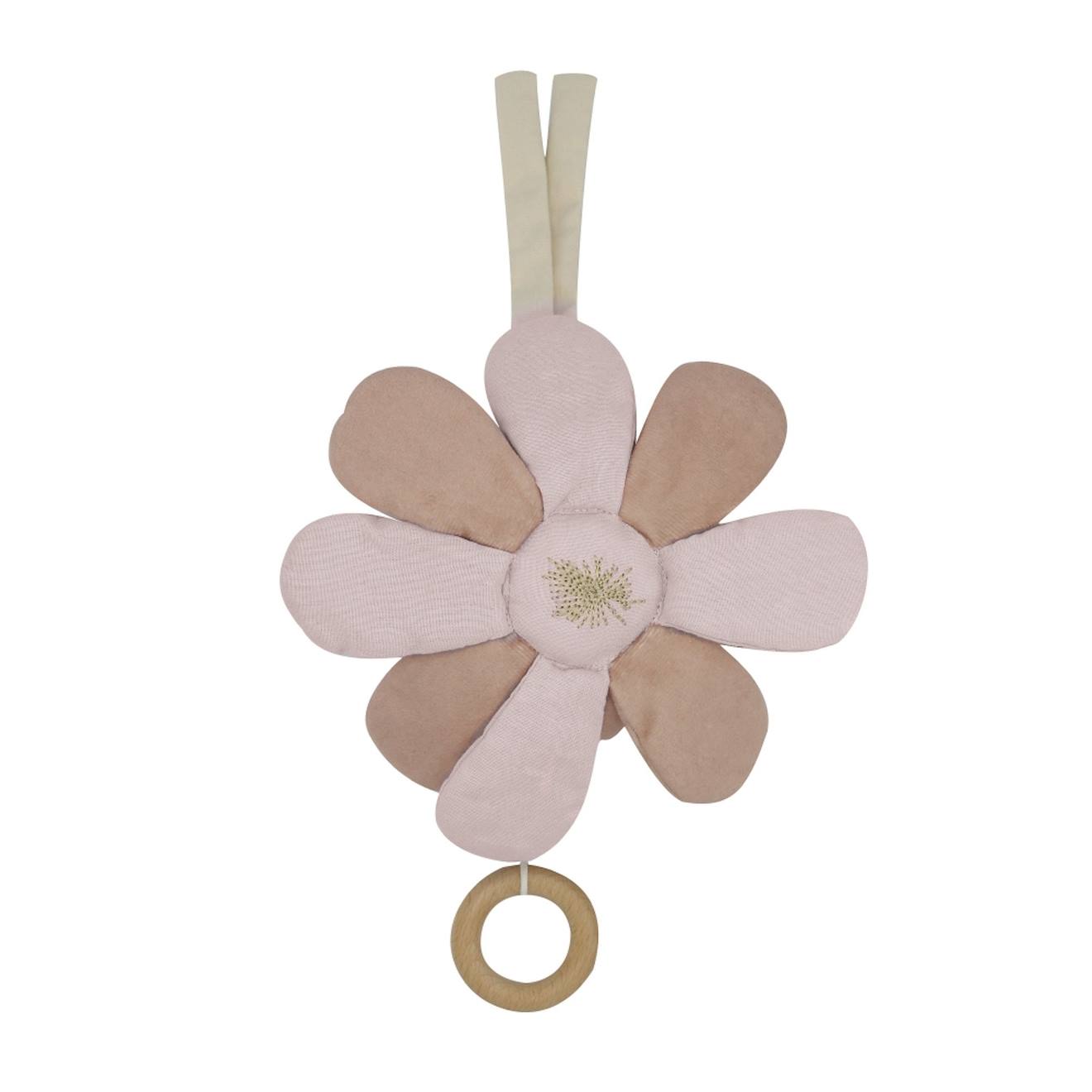 Peluche Musicale Fleur En Coton Bio Rose