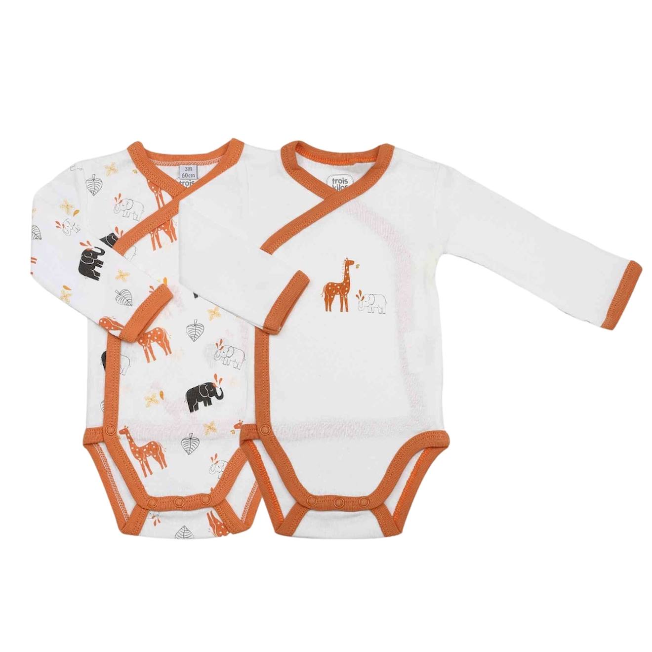 Lot De 2 Bodies Naissance Jungle Blanc
