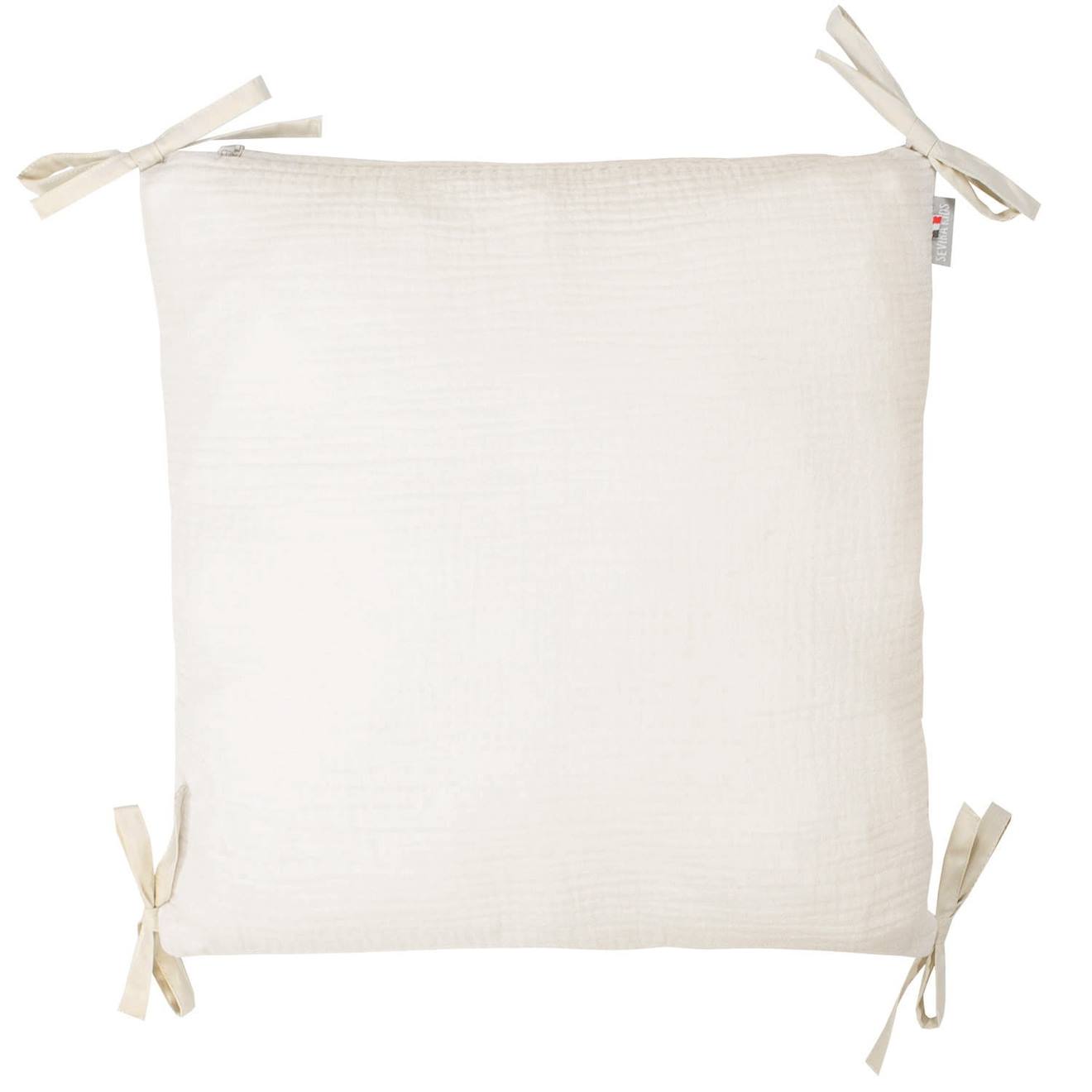 Taie De Coussin Modulable Avec Liens À Nouer En Gaze De Coton Beige