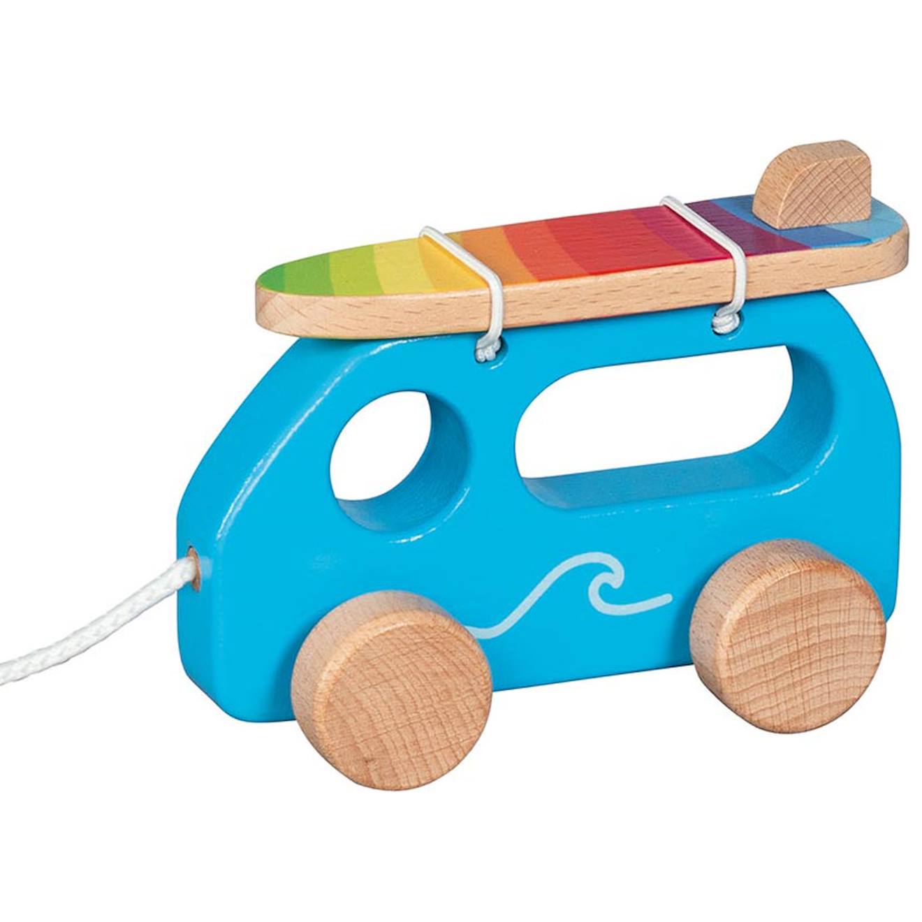 Goki - Petit Van De Surfeur À Tirer En Bois Bleu