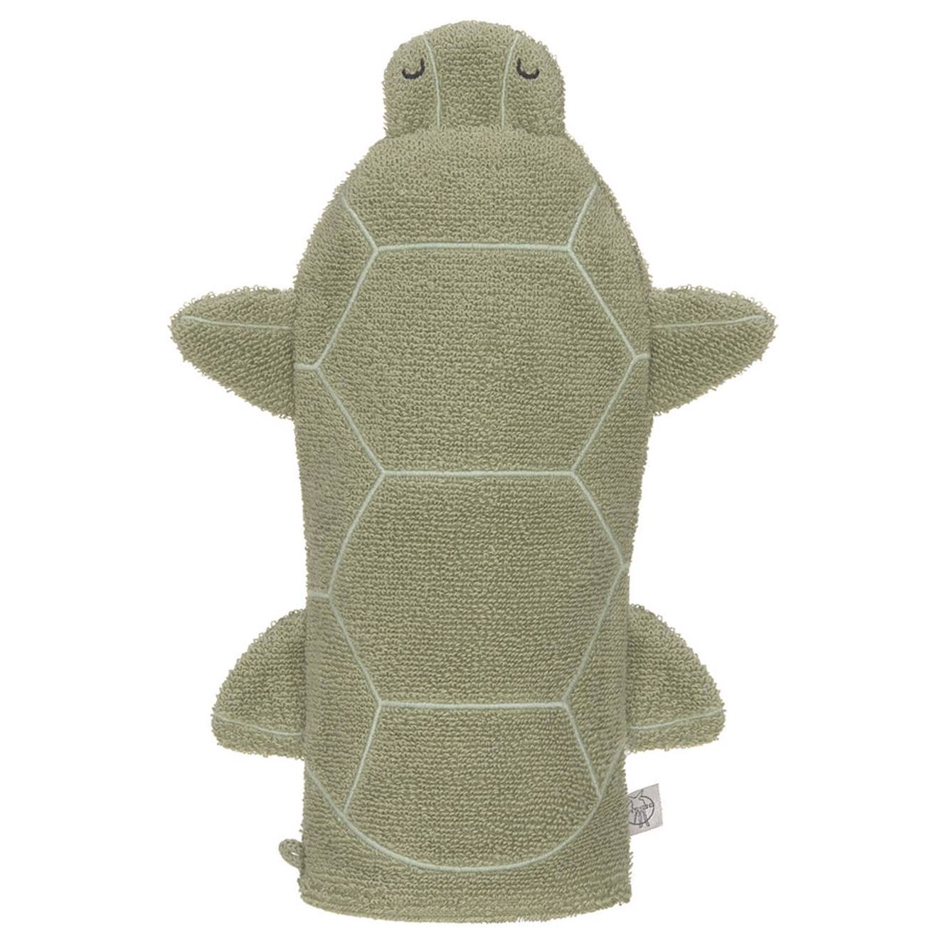 Gant De Toilette Et De Jeu En Éponge Tortue Vert