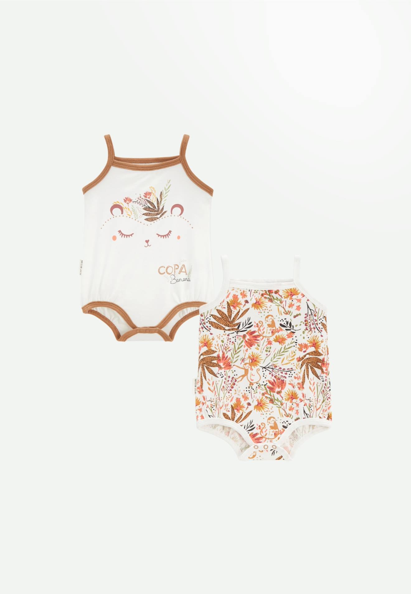 Lot De 2 Bodies Bébé À Bretelles Copa Banana Ecru