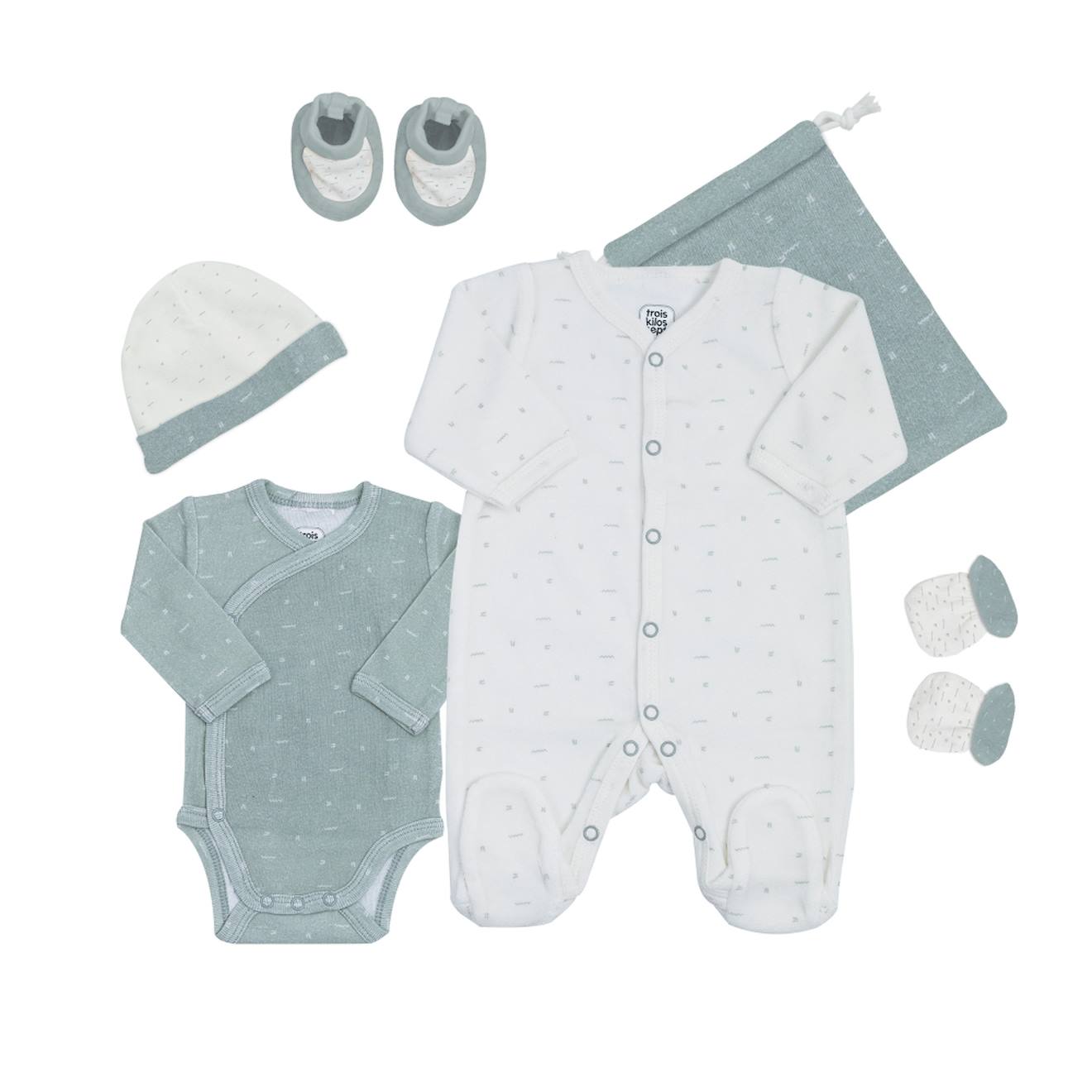 Trousseau Naissance Bébé Vert Sauge