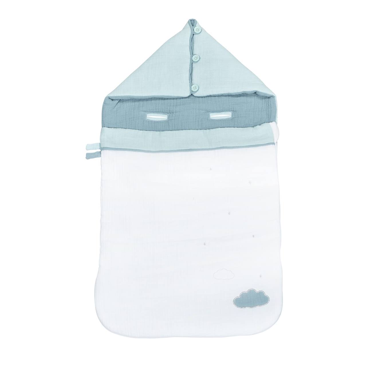Sauthon - Nid D'ange En Coton Blanc/bleu