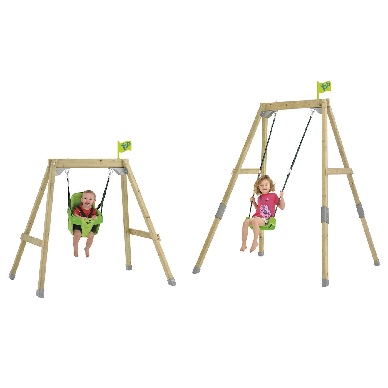TP Toys - Portique Balançoire 2 En 1 Évolutif Forest Acorn Bois H200cm Marron - Bleu - Gris - Vert