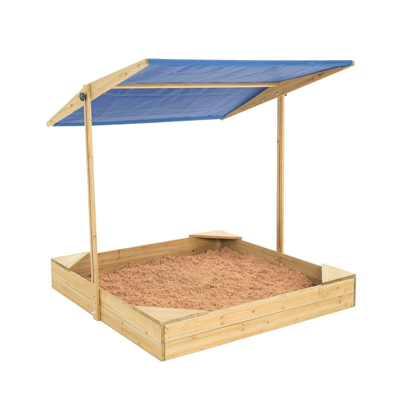 TP Toys - Bac À Sable Avec Auvent Bois Fsc® Marron - Bleu