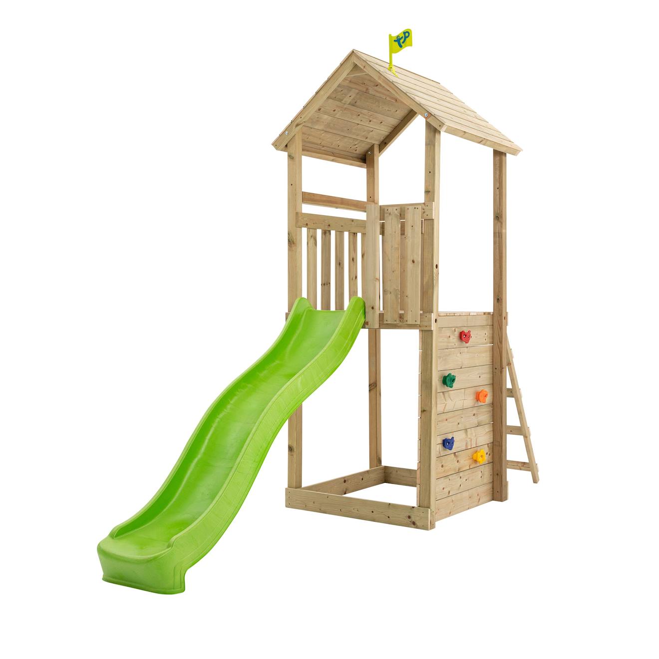 Tour De Jeux Toboggan Skywood Bois H270cm Marron - Vert