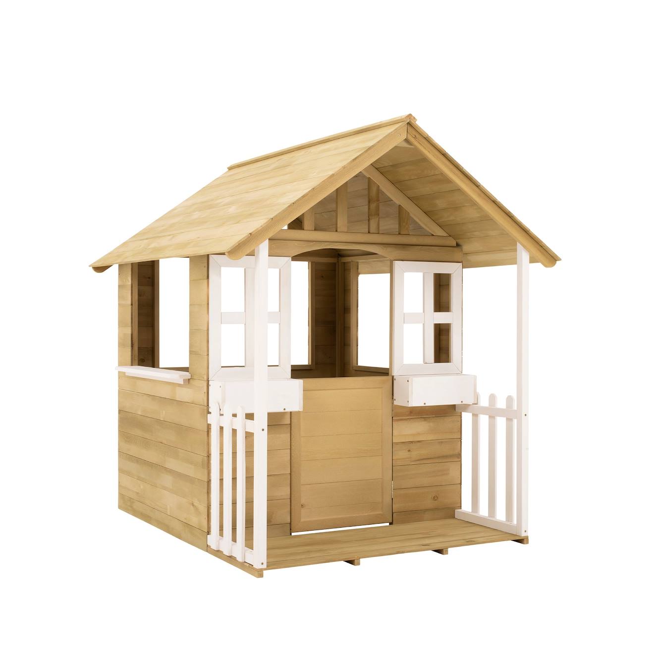 TP Toys - Cabane Avec Véranda Cubby Bois Fsc® Marron - Blanc