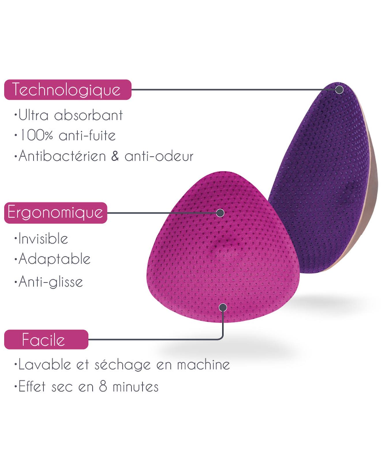 Coussinets D'allaitement Lavables Violet (Cache Coeur) - Image 2