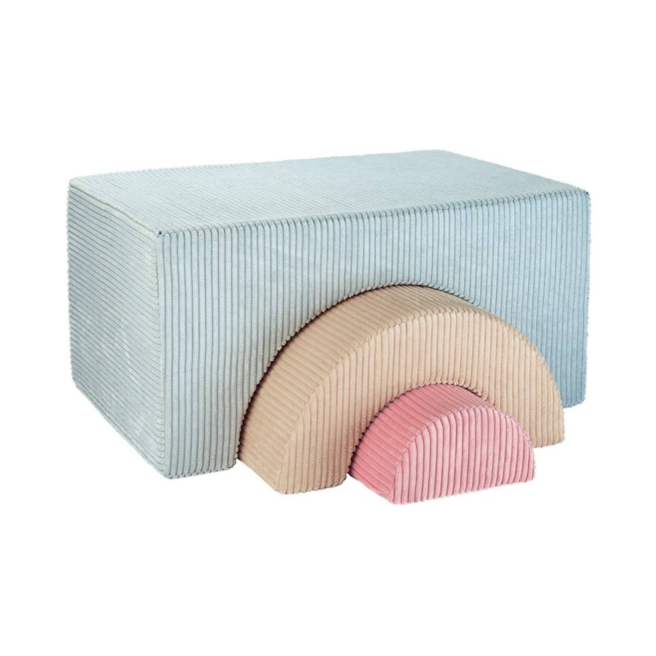Pouf Enfant Ludique Velours Côtelé Rainbow Peppermint Green
