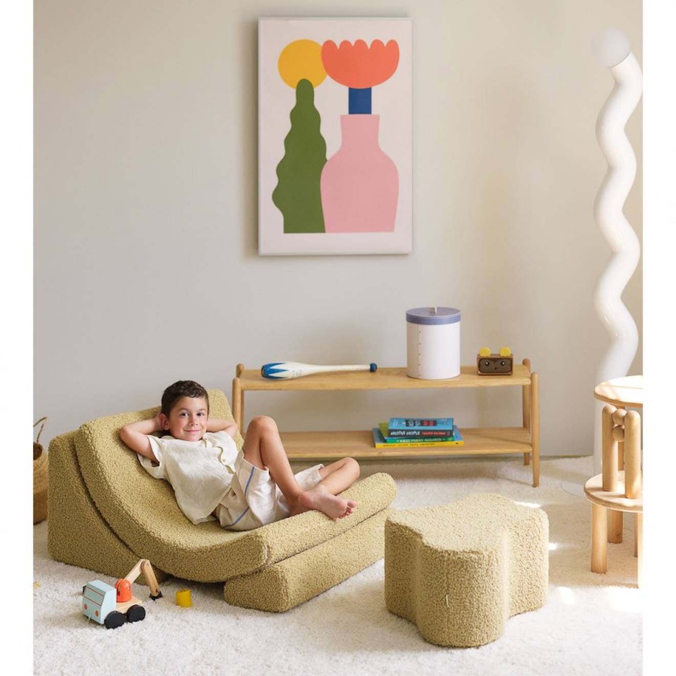 Wigiwama - Pouf Enfant Petit Nuage Bouclette Claudy Matcha