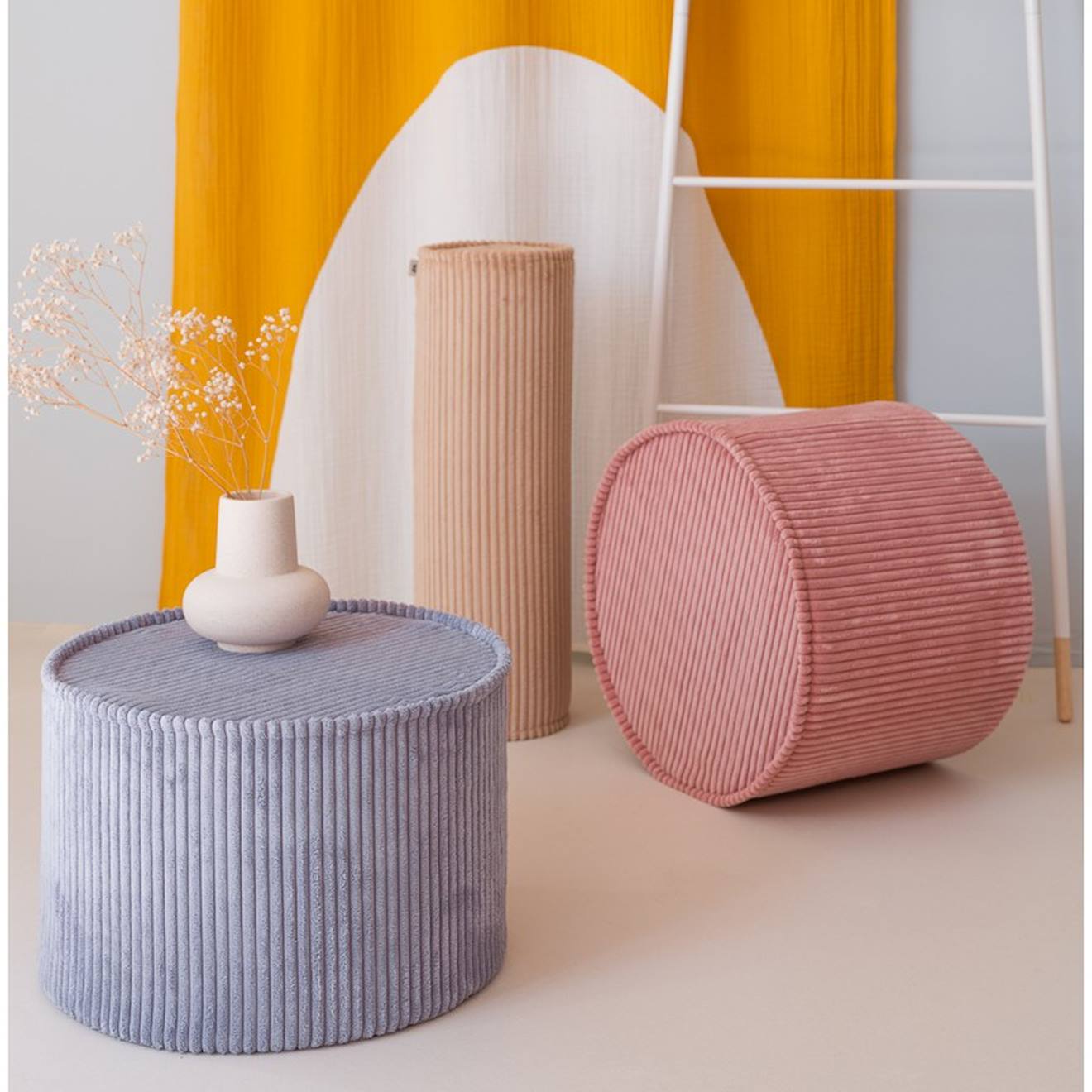 Pouf Enfant Velours Côtelé Pouffe Blueberry Blue