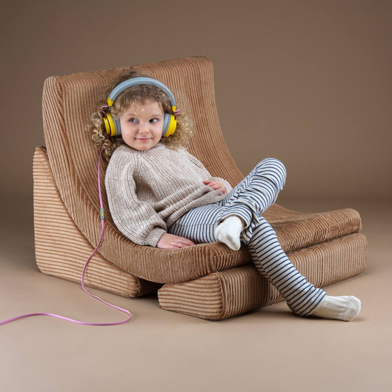 Fauteuil Enfant Velours Côtelé Lune Toffee