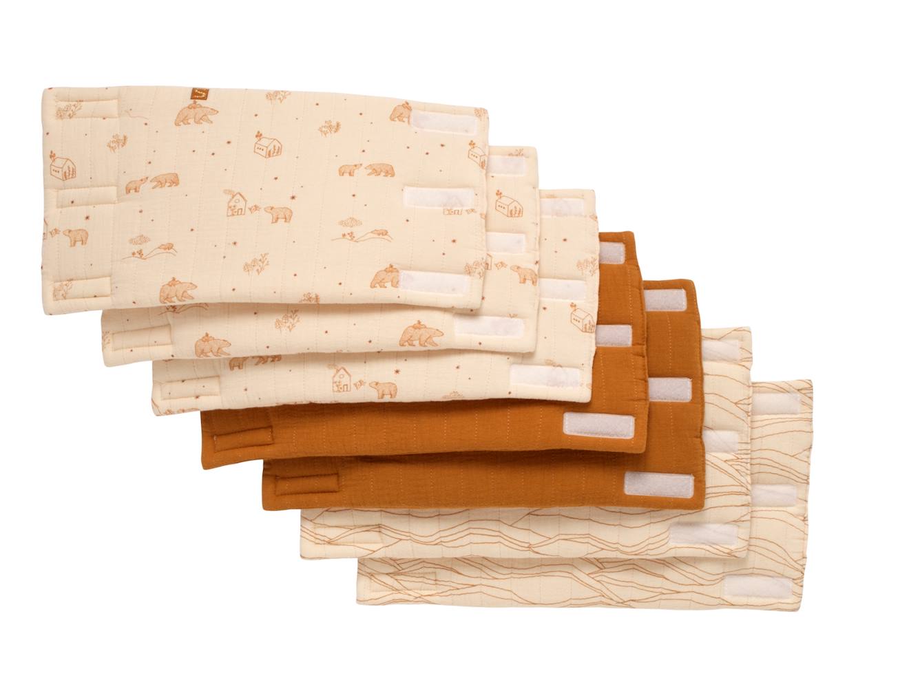 Protections De Barreaux De Lit En Coton Matelassé - Petit Nuage Beige Foncé