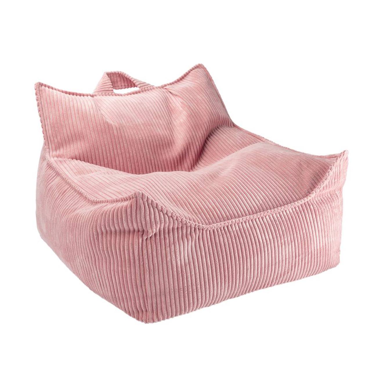 Wigiwama - Pouf Enfant Velours Côtelé Quadro Pink Mousse
