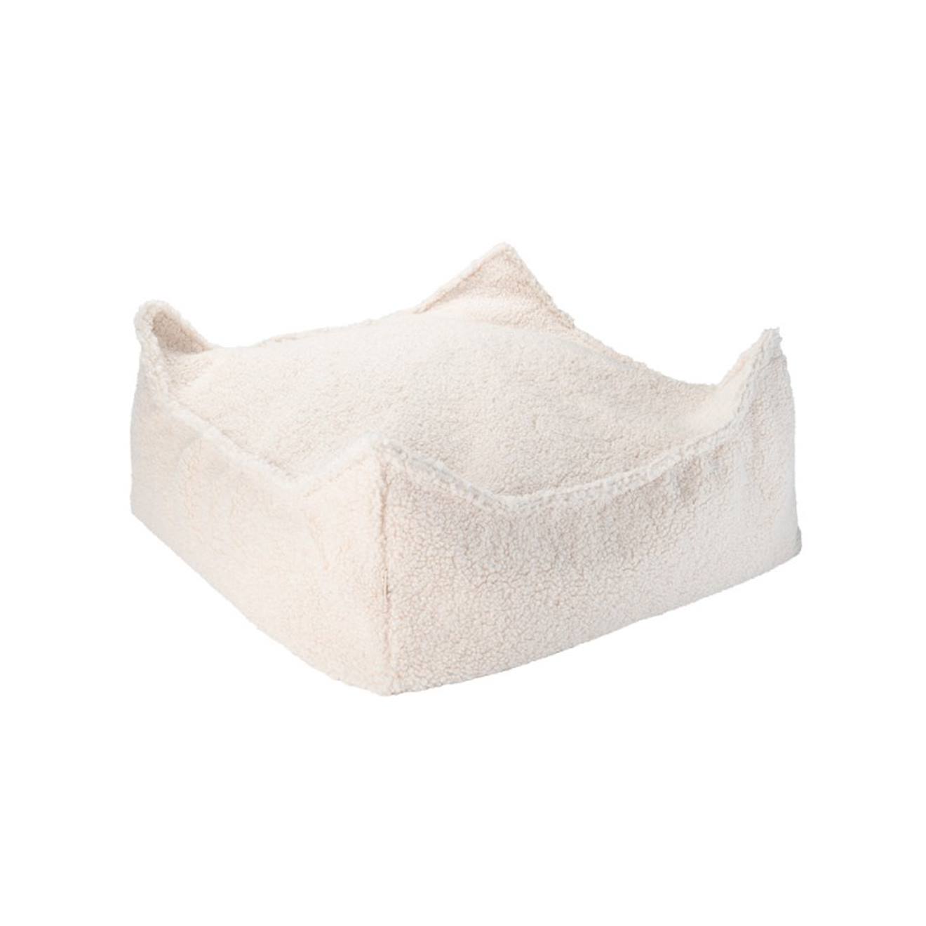 Wigiwama - Pouf Enfant Carré Bouclette Bouclyn Cream White