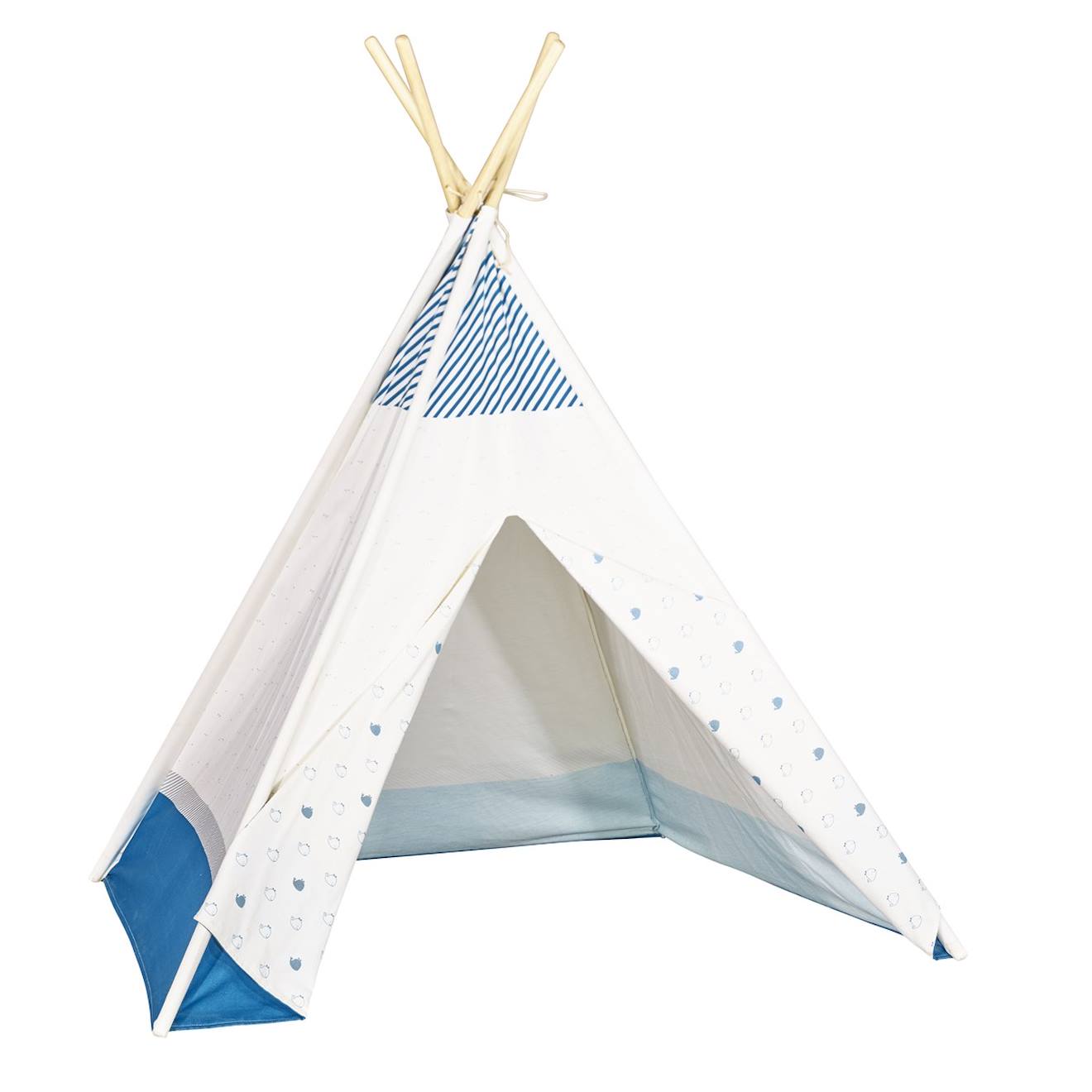 Tipi En Toile En Coton - Blue Baleine Blanc