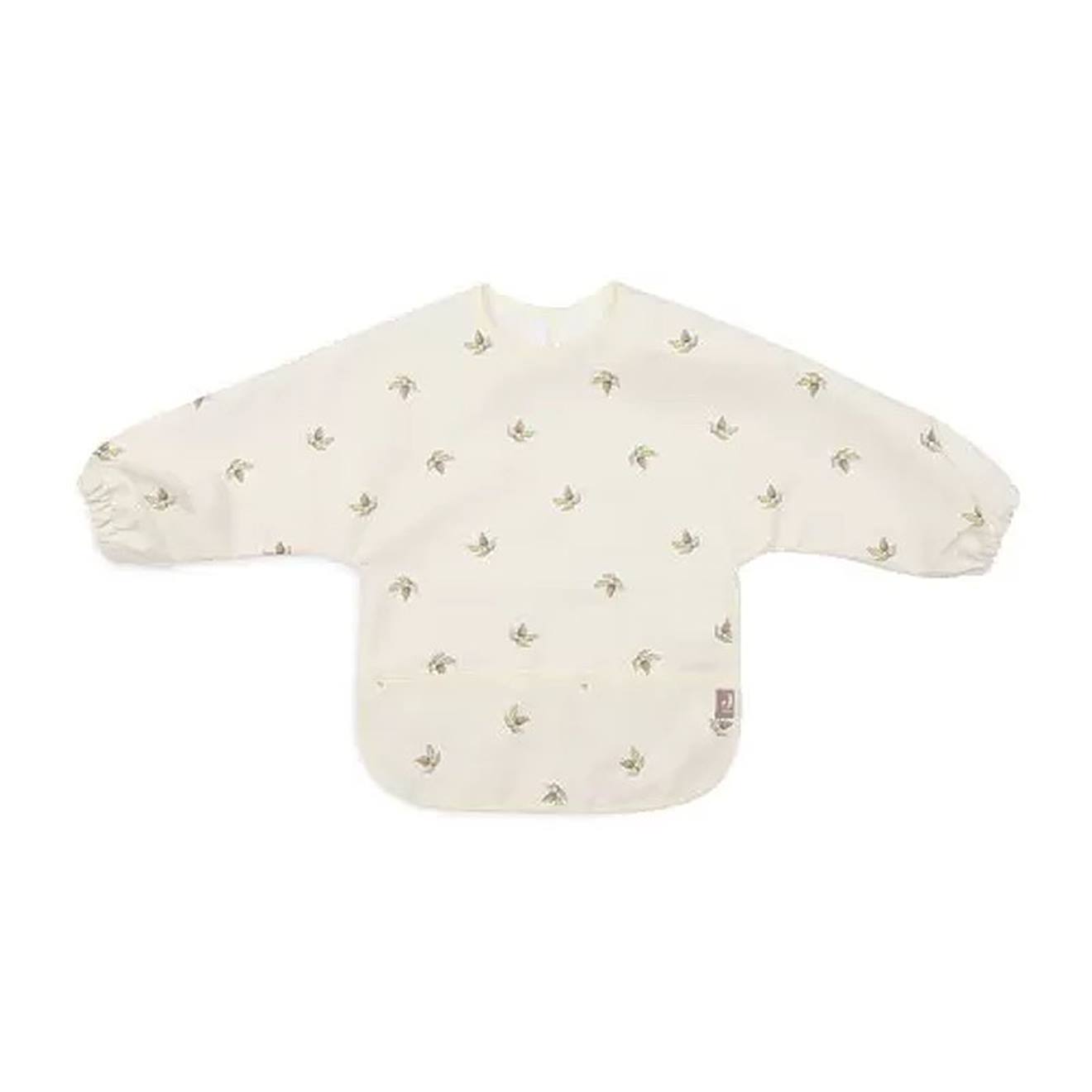Bavoir À Manches Imperméable Beige Feuilles