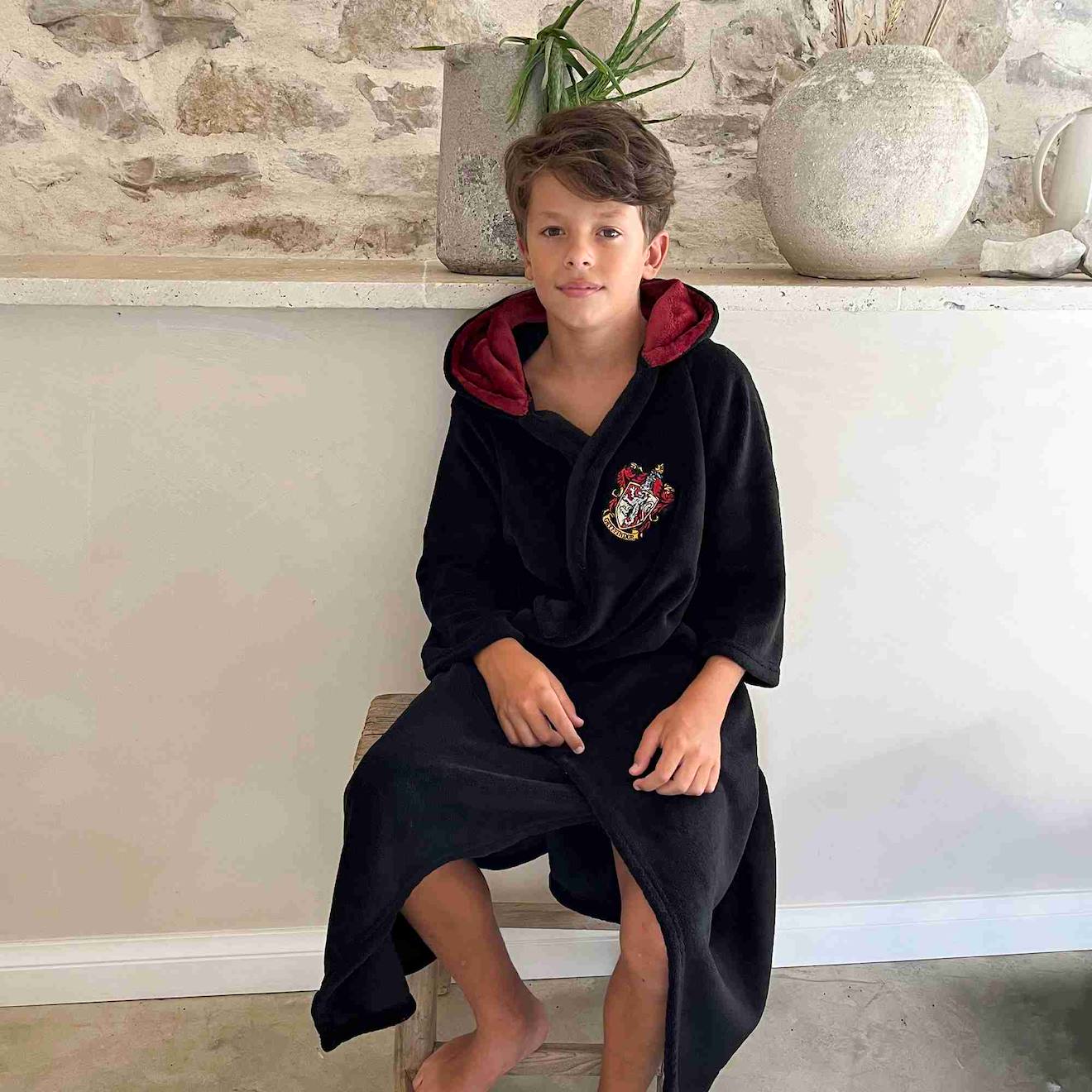 Robe De Chambre Brodée À Capuche, Harry Potter School Noir