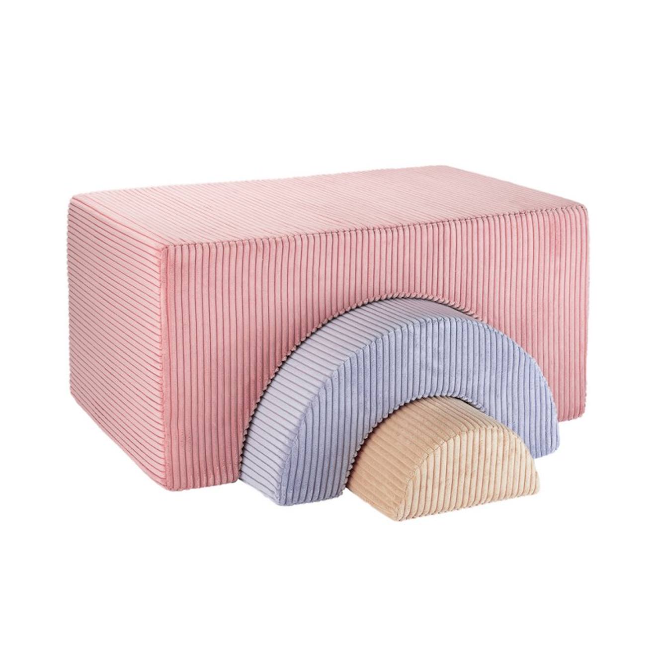 Wigiwama - Pouf Enfant Ludique Velours Côtelé Rainbow Pink Mousse