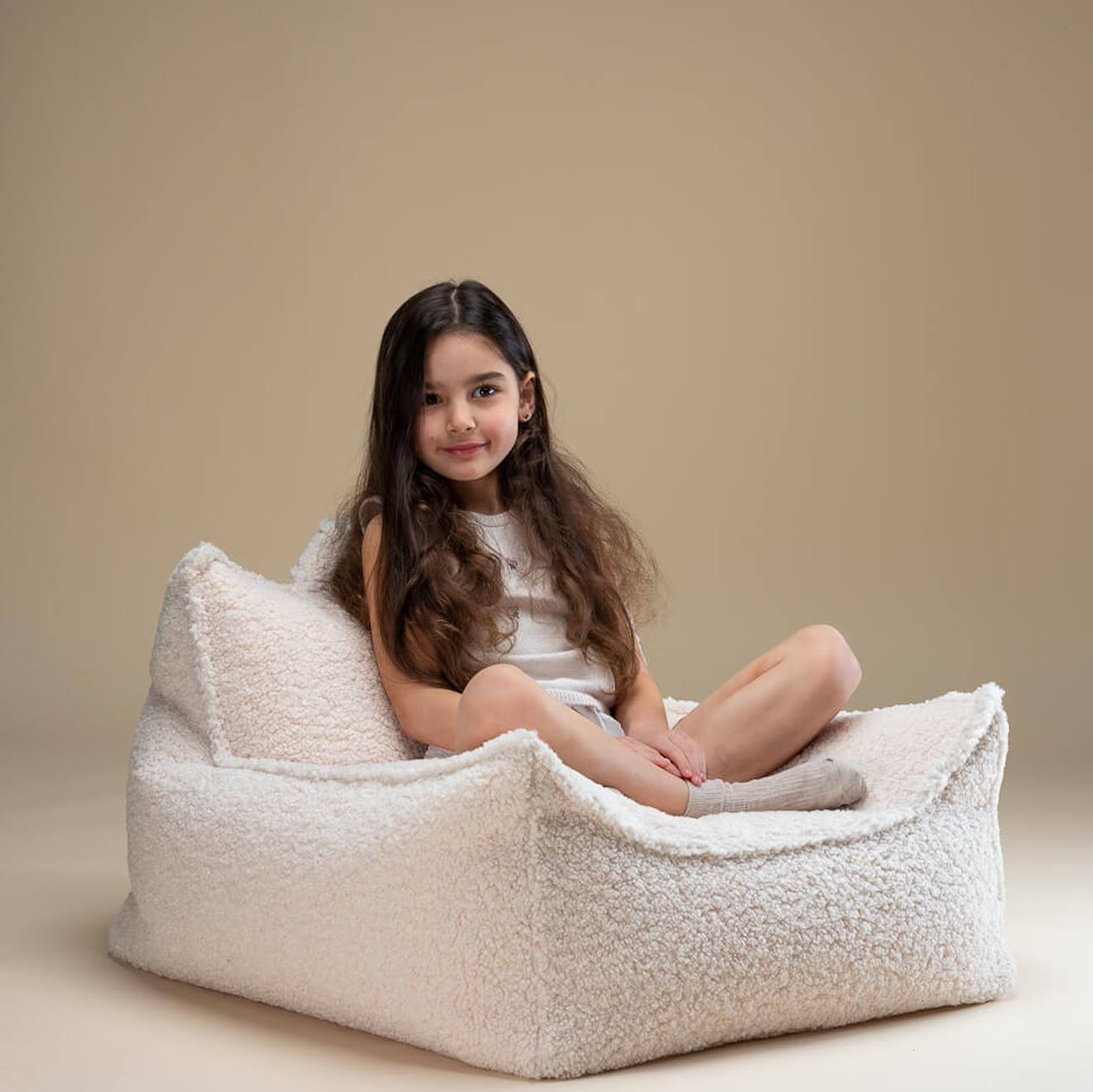 Pouf Enfant Bouclette Doux Cream White