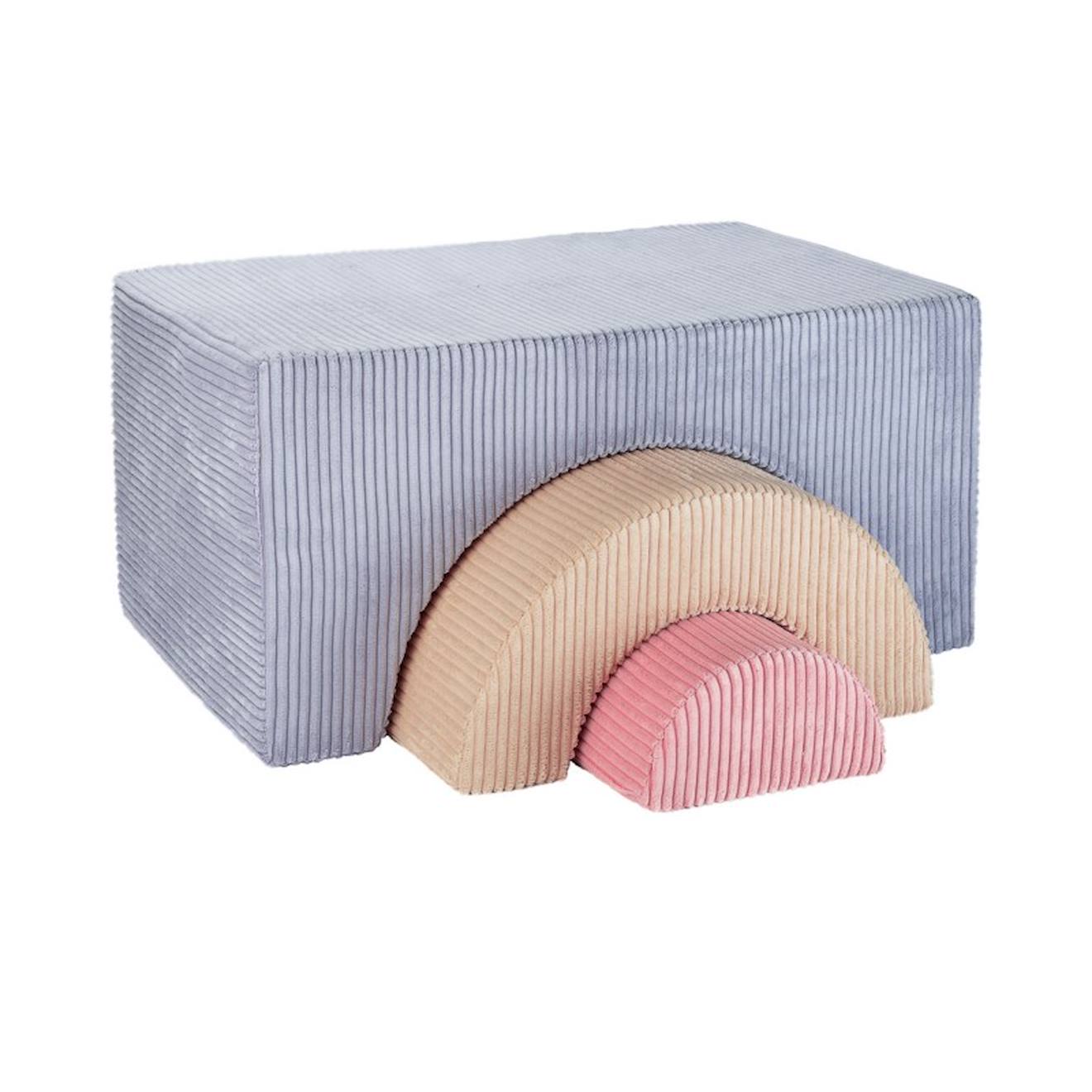 Pouf Enfant Ludique Velours Côtelé Rainbow Blueberry Blue