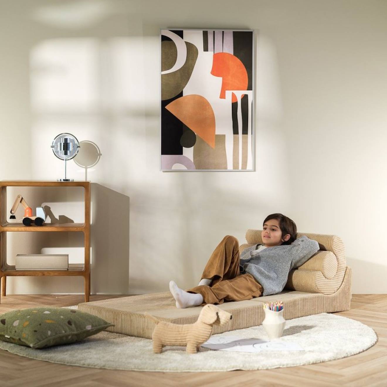 Wigiwama - Pouf Enfant Velours Côtelé Flipster Brown Sugar