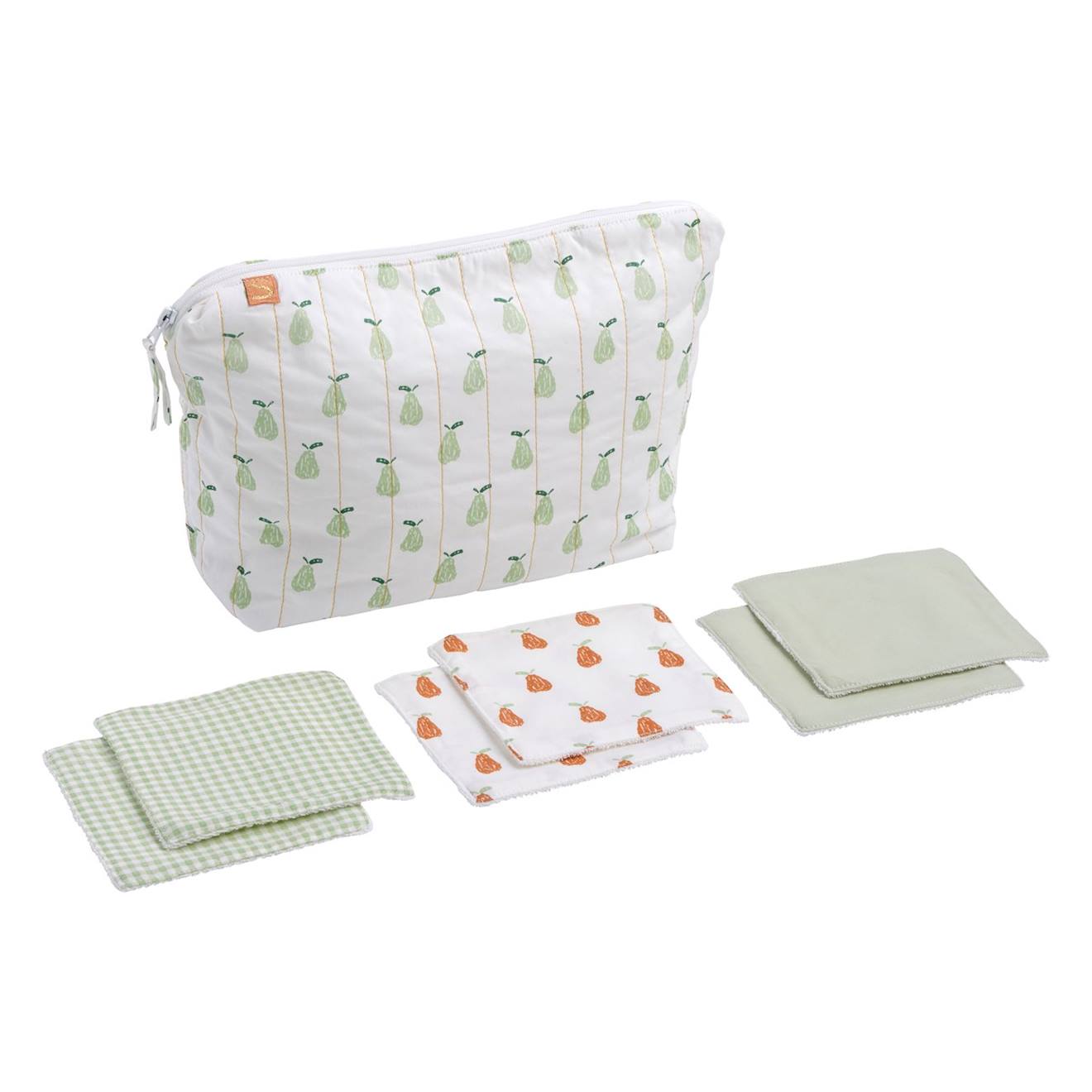 Trousse De Toilette Et Carrés Éponge En Coton - Botanica Vert Tilleul