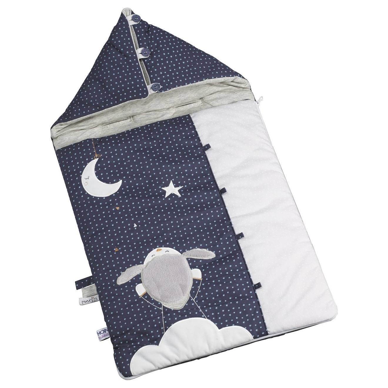 Sauthon - Nid D'ange Nomade Bébé Mouton En Coton Bleu
